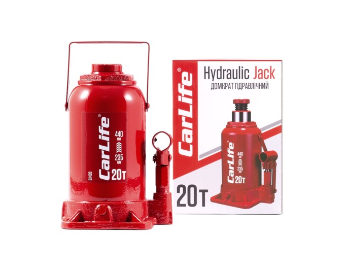 Домкрат гидравлический бутылочный CarLife 20т 235-440мм, цена: 2 419 грн.