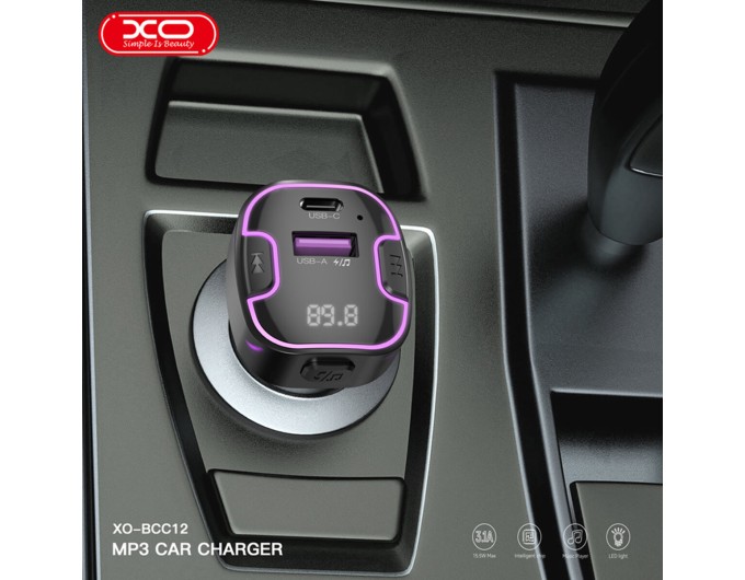 FM-трансмиттер XO BCC12 Intelligent Bluetooth+MP3 черный, цена: 299 грн.