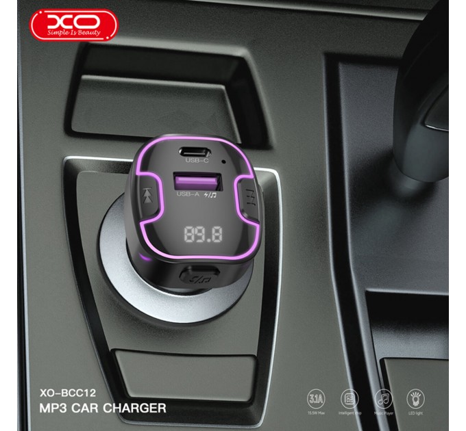 FM-трансмітер XO BCC12 Intelligent Bluetooth+MP3 чорний, ціна: 279 грн.