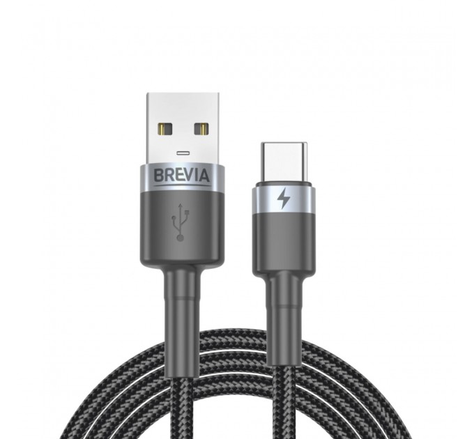 Кабель Brevia USB to Type-C 2,4А 1м, черный box, цена: 150 грн.