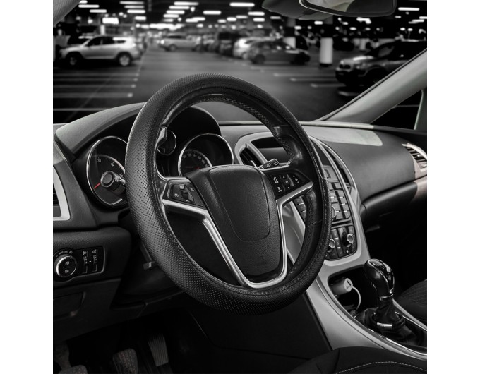 Чохол на кермо Carlife 39 - 41см, екошкіра, чорний, один шов, перфорований SW141L, ціна: 255 грн.