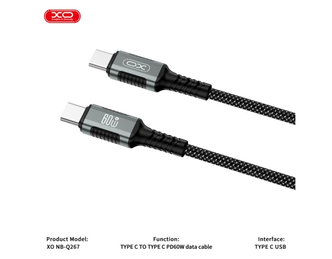 Кабель XO Magnetic Braided Type-C to Type-C 60W 1м чорний, ціна: 399 грн.