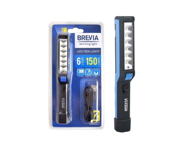 Ліхтар інспекційний Brevia LED Pen Light 6SMD+1W LED 150lm 900mAh microUSB, ціна: 626 грн.