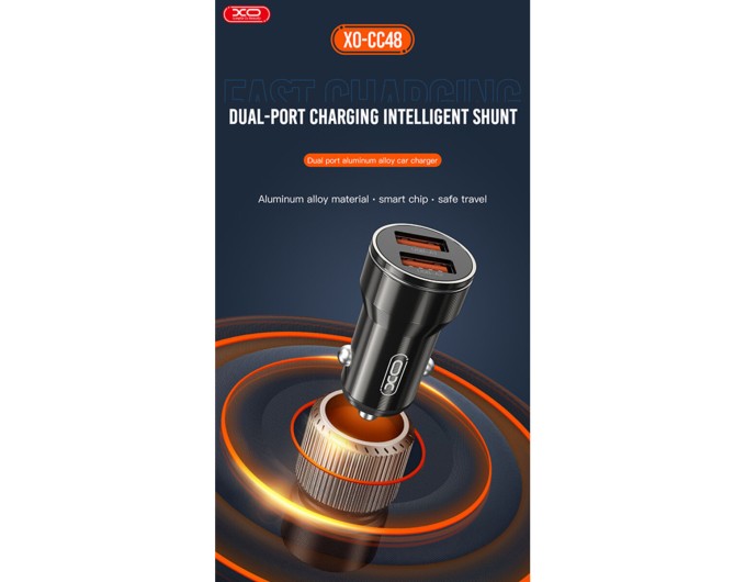 Автомобильное зарядное устройство XO CC48 Smart Dual USB Metal черный, цена: 119 грн.
