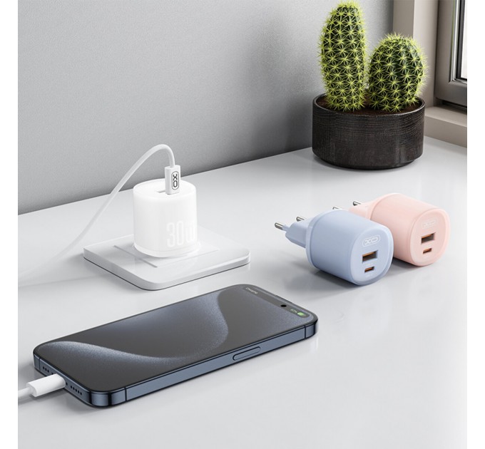 Сетевое зарядное устройство XO L151 30W 1USB-A+1USB-C pink, цена: 339 грн.