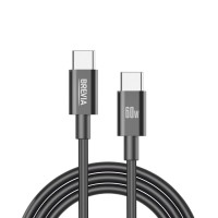Кабель Brevia Type-C to Type-C 60W 1м, черный ZIP