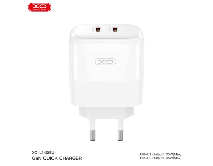 Сетевое зарядное устройство XO L140 Dual C35W 2USB-C белый, цена: 419 грн.