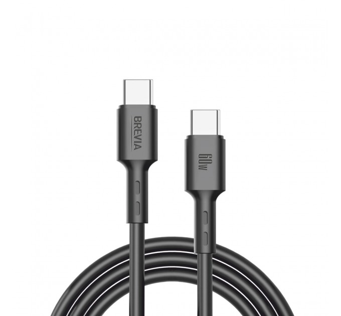Кабель Brevia Type-C to Type-C 60W 1м, черный ZIP, цена: 118 грн.