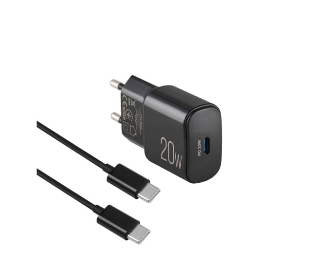 Сетевое зарядное устройство Brevia ePower PD20W + кабель USB-C to USB-C 1м черный, цена: 455 грн.