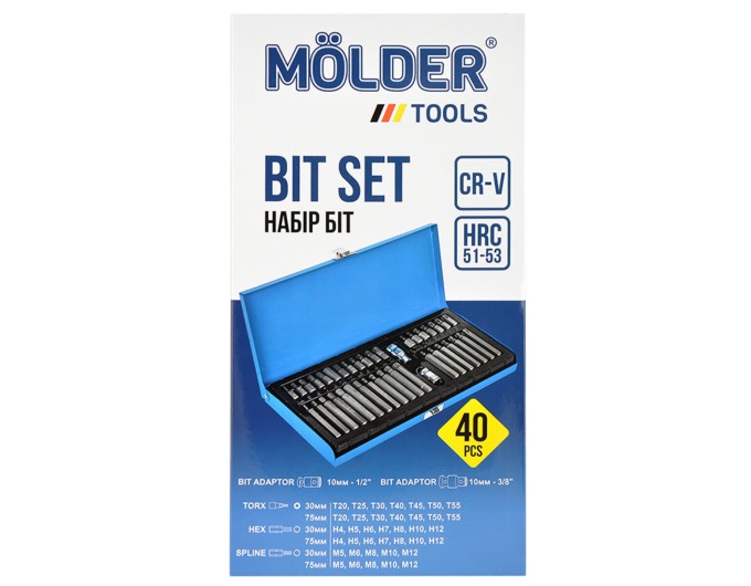 Профессиональный набор звезд и шестигранников Molder CR-V 40шт, цена: 1 079 грн.