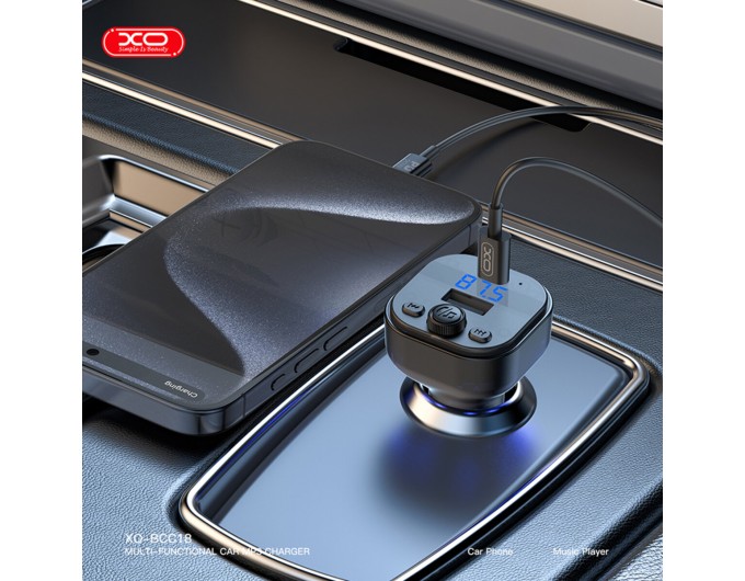 FM-трансмиттер XO BCC18 Smart Bluetooth+MP3 Type-C черный, цена: 259 грн.