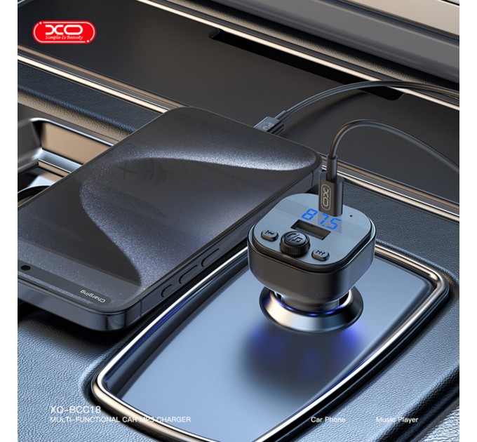 FM-трансмітер XO BCC18 Smart Bluetooth+MP3 Type-C чорний, ціна: 235 грн.