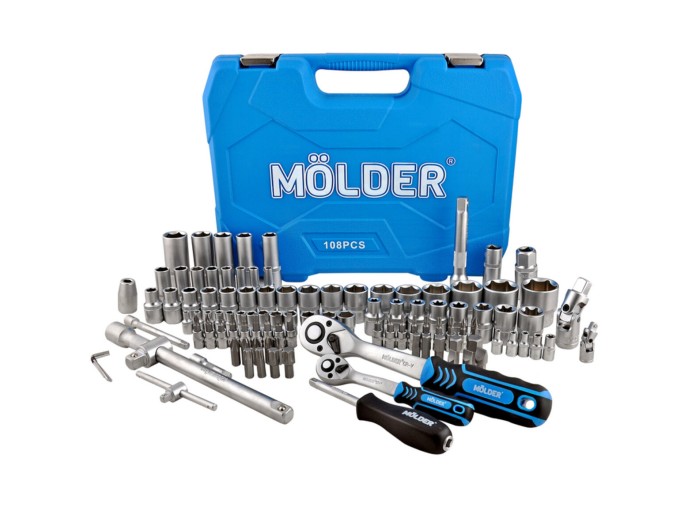 Профессиональный набор инструментов в кейсе MÖLDER 1/2 ", 1/4" 72 T, CR-V, 108ед., цена: 4 446 грн.