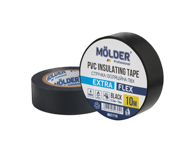 Лента изоляционная ПВХ Molder 0,13x19мм 10м черная, профессиональная, огнеупорная, цена: 21 грн.