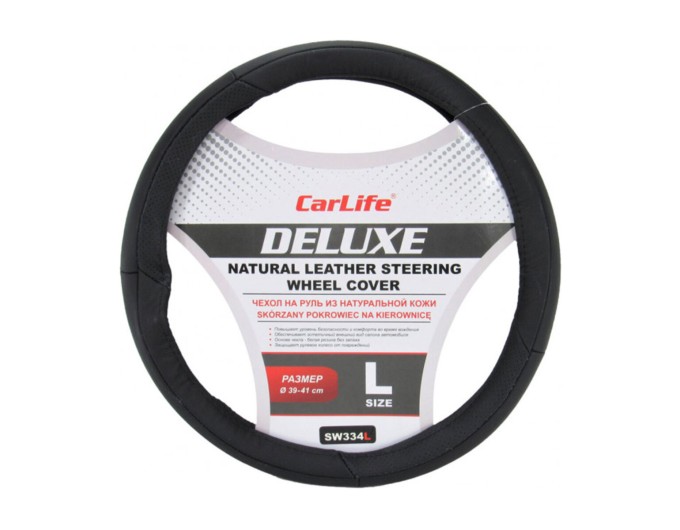 Чохол на кермо Carlife 39-41 см шкіряний Delux, чорний SW334L, ціна: 341 грн.