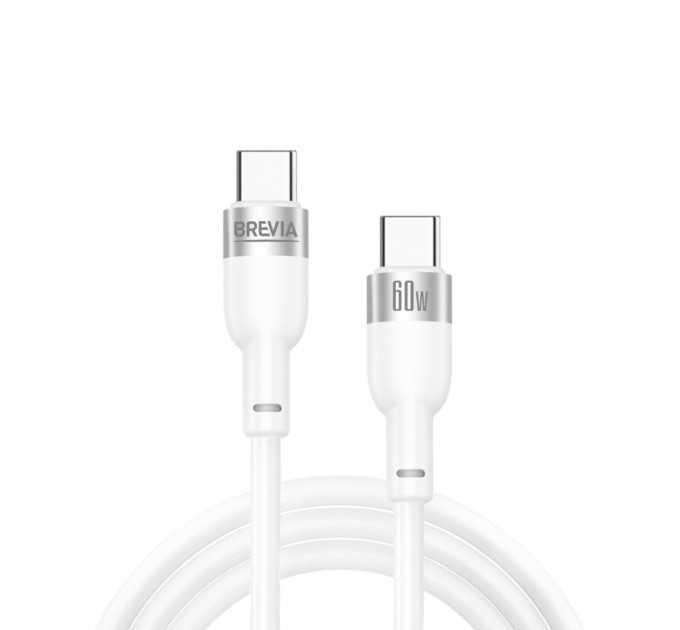 Кабель Brevia Type-C to Type-C 60W 1,2м, белый box, цена: 162 грн.