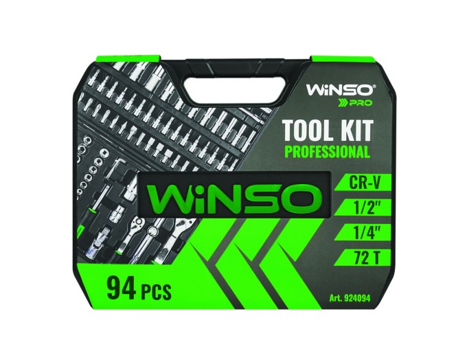 Профессиональный набор инструментов в кейсе Winso Pro 1/2", 1/4" 72 T, CR-V, 94ед., цена: 3 356 грн.