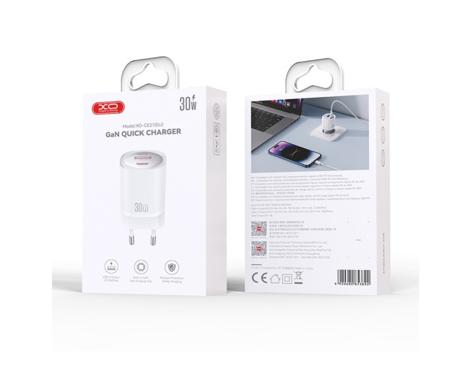 Сетевое зарядное устройство XO CE21 PD30W/PPS33W 1USB-A+1USB-C белый, цена: 499 грн.