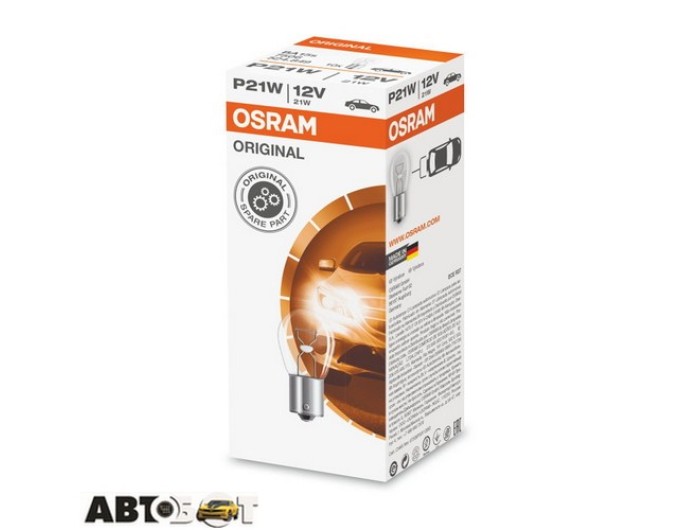 Лампа розжарювання Osram Original P21W 12V 7506-UNV (1 шт.), ціна: 32 грн.