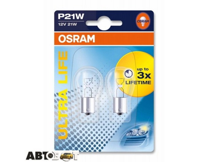 Лампа накаливания Osram ULTRA LIFE P21W 12V 7506ULT-02B (2 шт.), цена: 112 грн.
