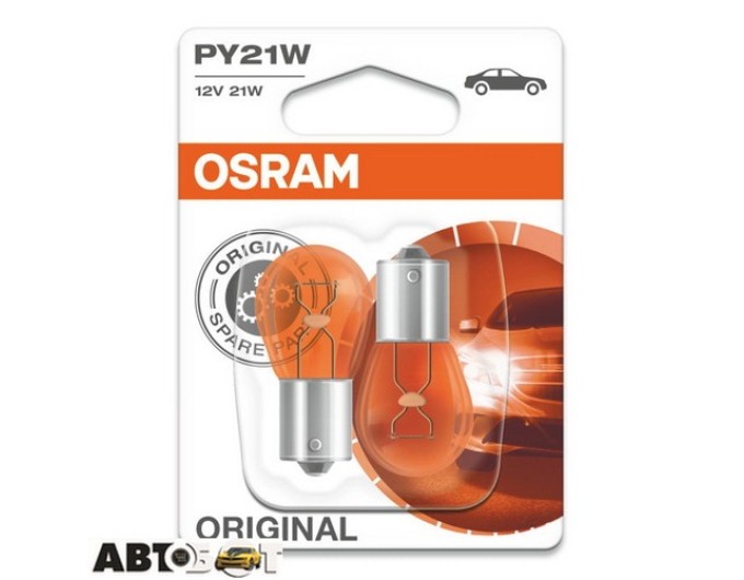 Лампа накаливания Osram Original PY21W 12V 7507-02B (2 шт.), цена: 151 грн.