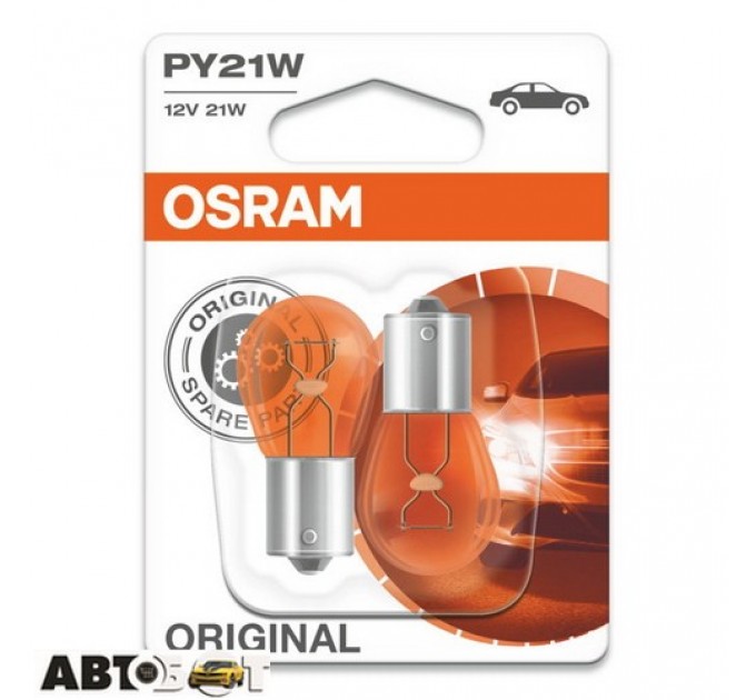  Лампа накаливания Osram Original PY21W 12V 7507-02B (2 шт.)