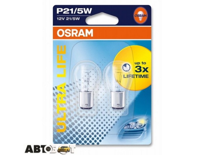 Лампа розжарювання Osram ULTRA LIFE P21/5W 12V 7528ULT-02B (2 шт.), ціна: 140 грн.