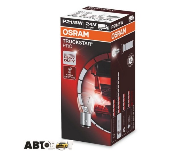 Лампа накаливания Osram Truckstar Pro P21/5W 24V 21/5W 7537TSP (1 шт.), цена: 81 грн.