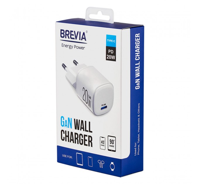 Сетевое зарядное устройство Brevia ePowerGaN PD20W USB-C белый, цена: 428 грн.