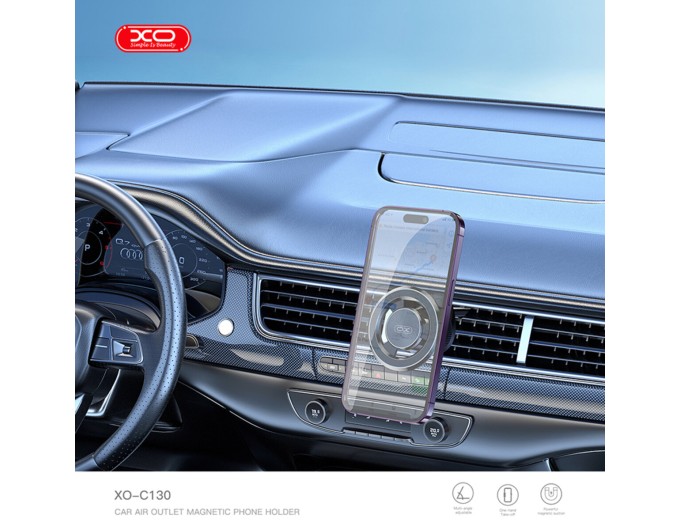 Тримач телефону автомобільний XO C130 MagSafe Dedicated Magnetic Suction Air Outlet Metal Bracket чорний, ціна: 289 грн.