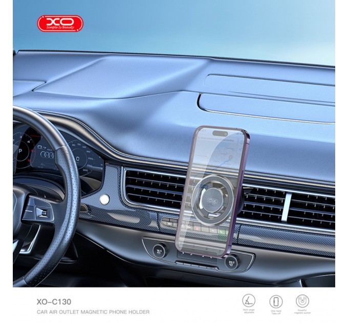 Держатель телефона автомобильный XO C130 MagSafe Dedicated Magnetic Suction Air Outlet Metal Bracket черный, цена: 229 грн.
