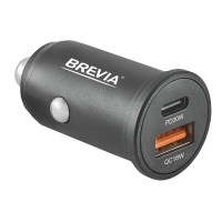Автомобильное зарядное устройство Brevia ePower DualMetal 48W 1xUSB-C+1xUSB-A, черный