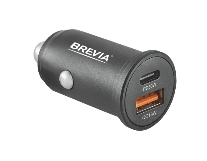 Автомобильное зарядное устройство Brevia ePower DualMetal 48W 1xUSB-C+1xUSB-A, черный, цена: 327 грн.