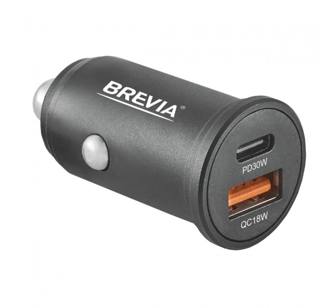 Автомобильное зарядное устройство Brevia ePower DualMetal 48W 1xUSB-C+1xUSB-A, черный, цена: 319 грн.