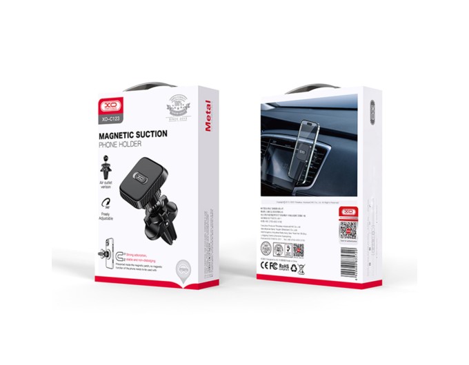 Тримач телефону автомобільний XO C123 Air Outlet Square Magnetic Bracket чорний, ціна: 189 грн.