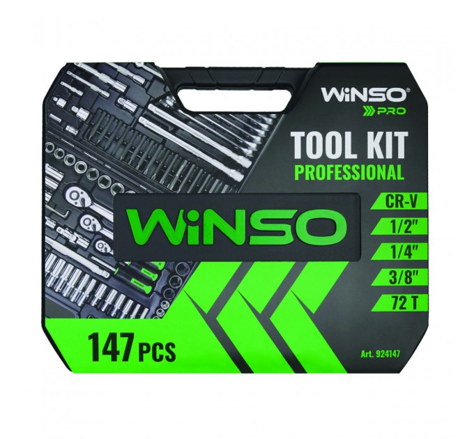 Професійний набір інструментів в кейсі Winso Pro 1/2", 1/4", 3/8" 72T, CR-V, 147од., ціна: 6 821 грн.