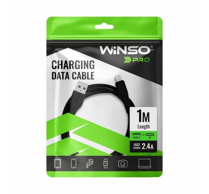 Кабель Winso Pro USB to Lightning PVC 1м черный, цена: 53 грн.