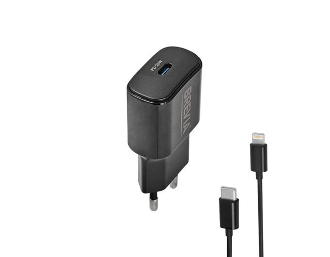Сетевое зарядное устройство Brevia ePower PD20W + кабель USB-C to Lightning 1м черный, цена: 455 грн.