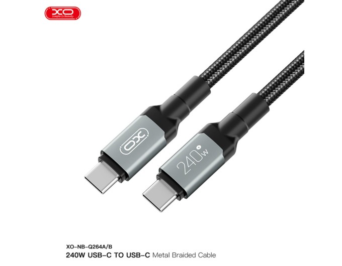 Кабель XO High Power Type-C to Type-C 240W 1м чорний, ціна: 279 грн.