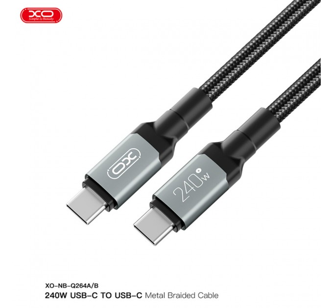 Кабель XO High Power Type-C to Type-C 240W 1м черный, цена: 249 грн.