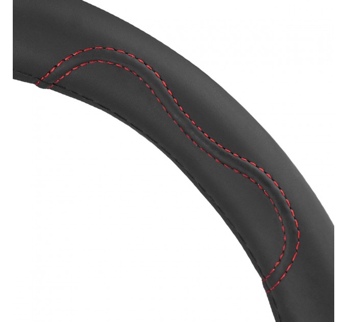 Чохол на кермо Carlife 37-39см, шкіра, чорний з червоною ниткою, ціна: 408 грн.