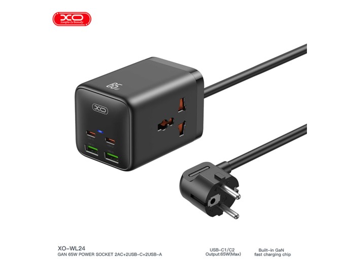 Сетевое зарядное устройство XO WL24 Fast Charging Desktop Charger Array Plug 65W черный, цена: 1 099 грн.