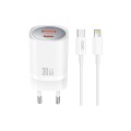 Сетевое зарядное устройство XO CE21 PD30W/PPS33W 1USB-A+1USB-C + Lightning кабель белый, цена: 569 грн.