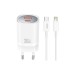 Сетевое зарядное устройство XO CE21 PD30W/PPS33W 1USB-A+1USB-C + Lightning кабель белый, цена: 469 грн.