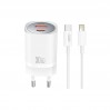 Сетевое зарядное устройство XO CE21 PD30W/PPS33W 1USB-A+1USB-C + Lightning кабель белый, цена: 469 грн.