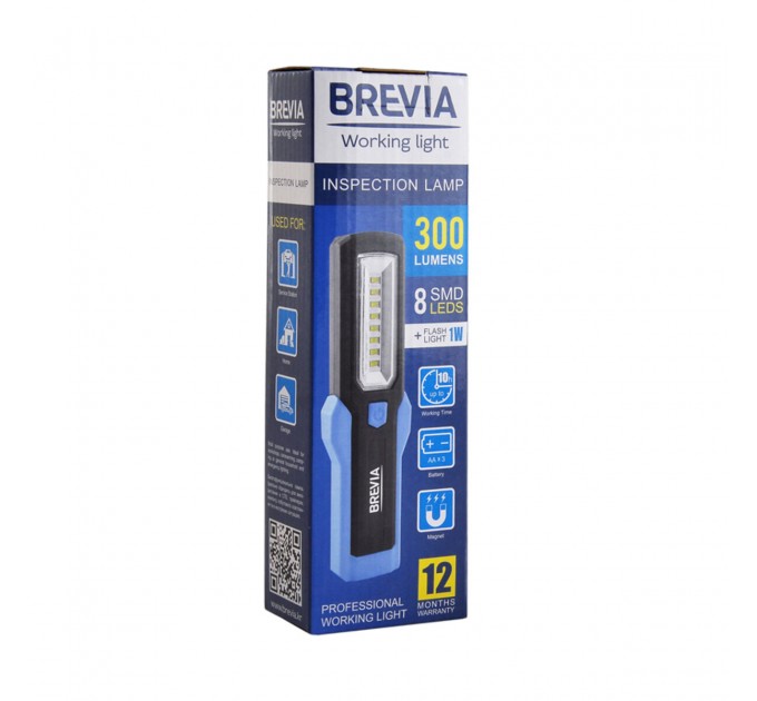 Фонарь инспекционный Brevia LED 8SMD+1W LED 300lm, 3xAA, цена: 487 грн.