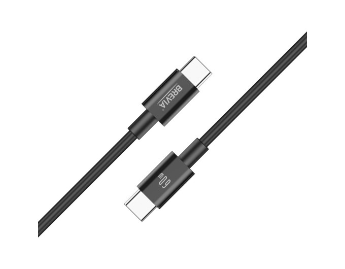 Кабель Brevia Type-C to Type-C 60W 1м, чорний ZIP, ціна: 130 грн.