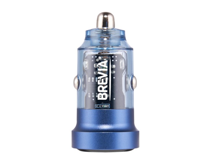 Автомобильное зарядное устройство Brevia ePower DualDrive 15W 2xUSB-A, прозрачный синий, цена: 177 грн.