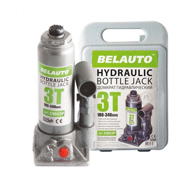Домкрат гідравлічний пляшковий БелАвто 3т 180-340мм у кейсі, ціна: 893 грн.