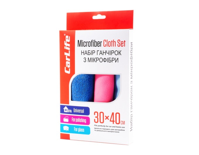 Набір ганчірок з мікрофібри CarLife 30x40см 3шт, ціна: 145 грн.